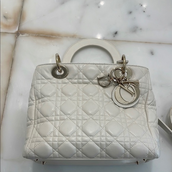 Lady Dior cream Quilted Handbag - Picture 1 of 16